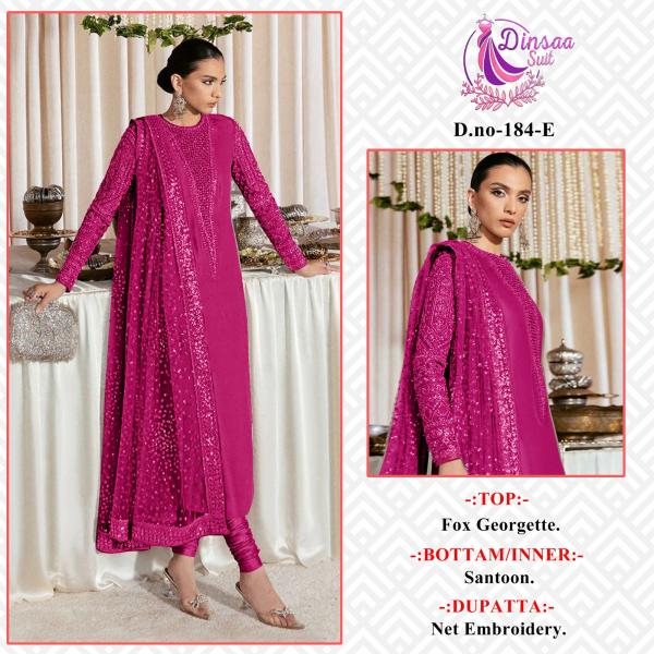 Dinsaa 184 E To H Festive Designer Pakistani Suits Collection